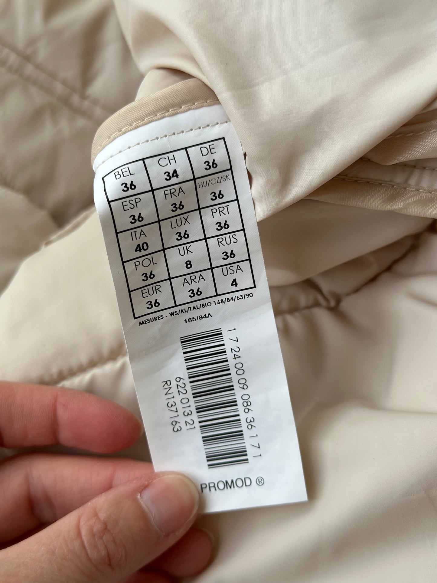 Veste doudoune matelassée ceinturée T.36 Oversize