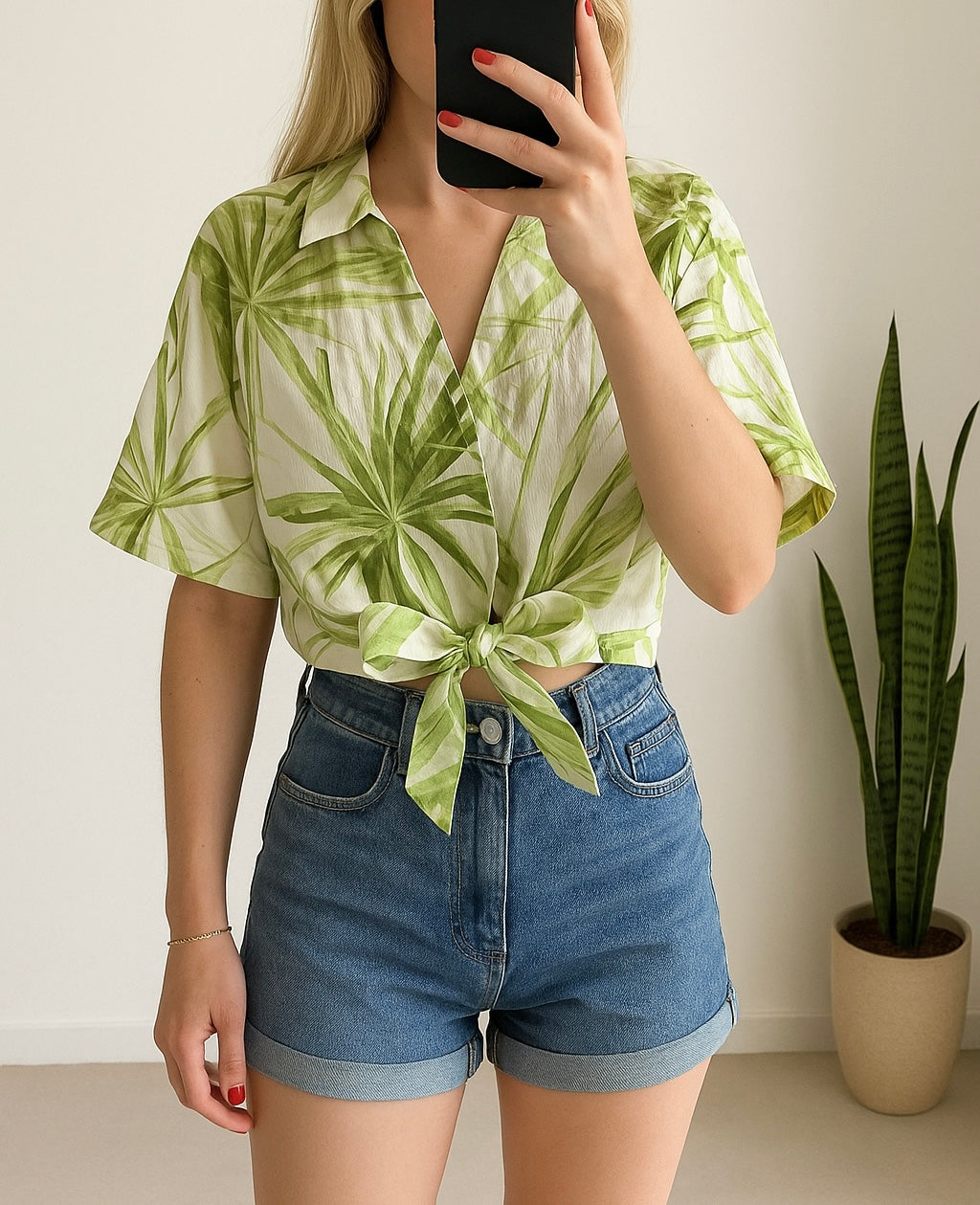 Blouse à nouer tropicale T.36