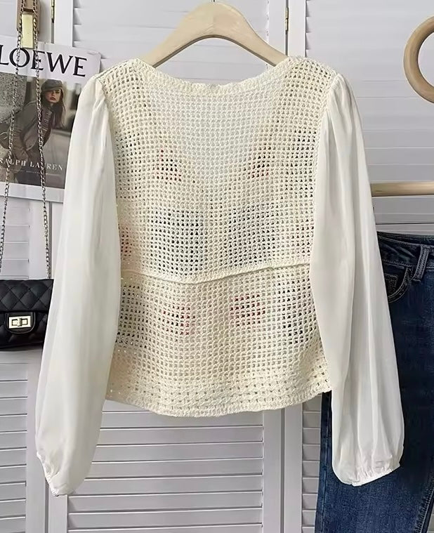 Cardigan en crochet fleuri multicolore T.36