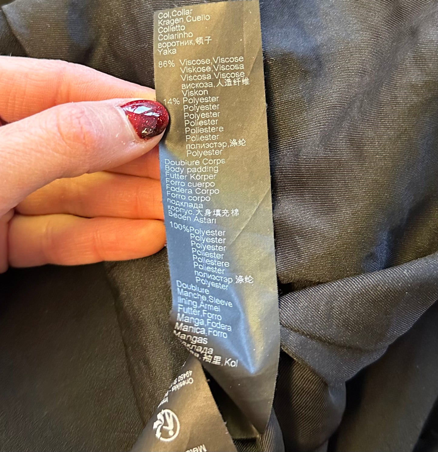 Veste de blazer en velours, rayures noires et grises argentées, T.38