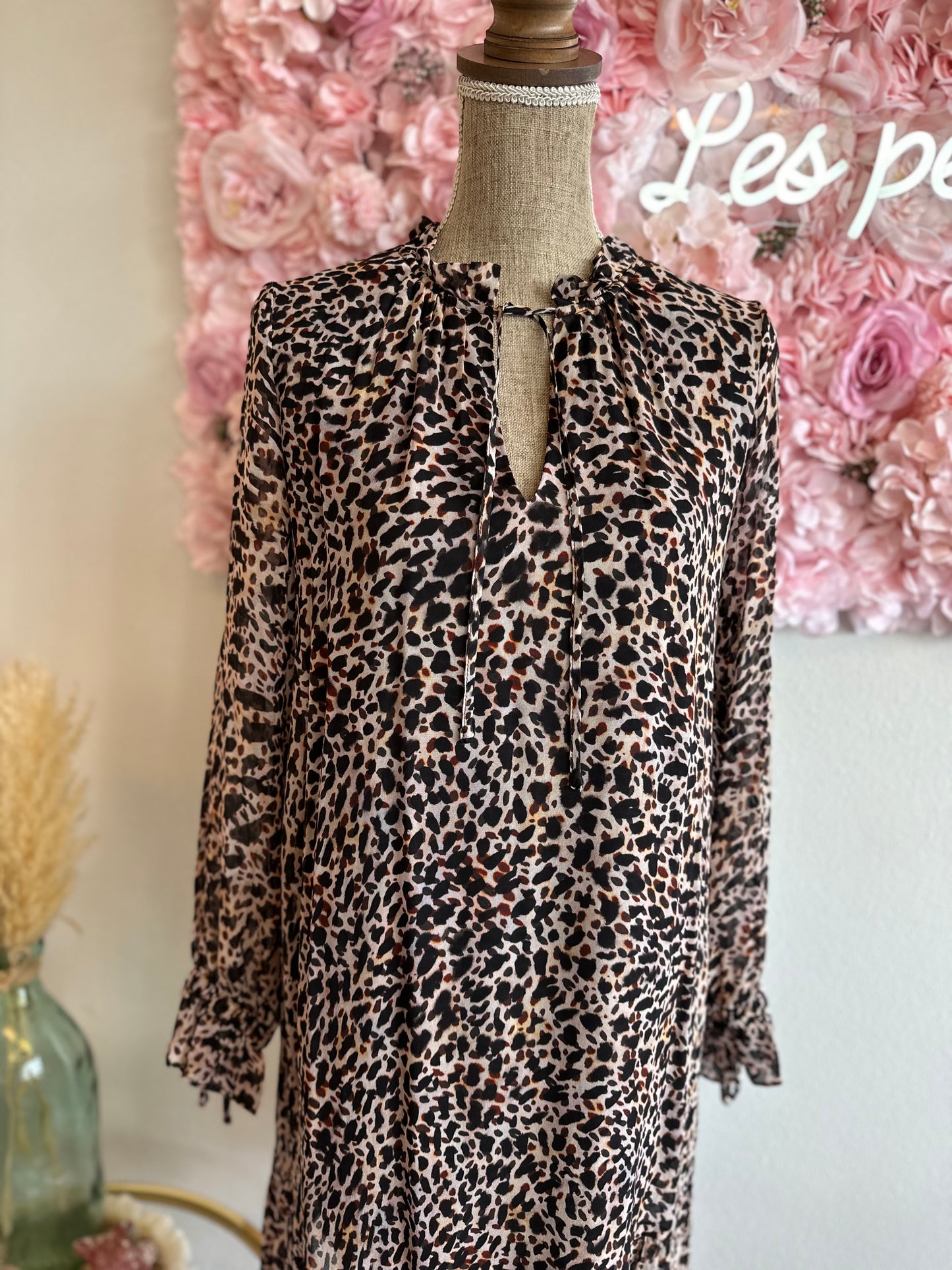 Robe fluide imprimée façon léopard T.34/36