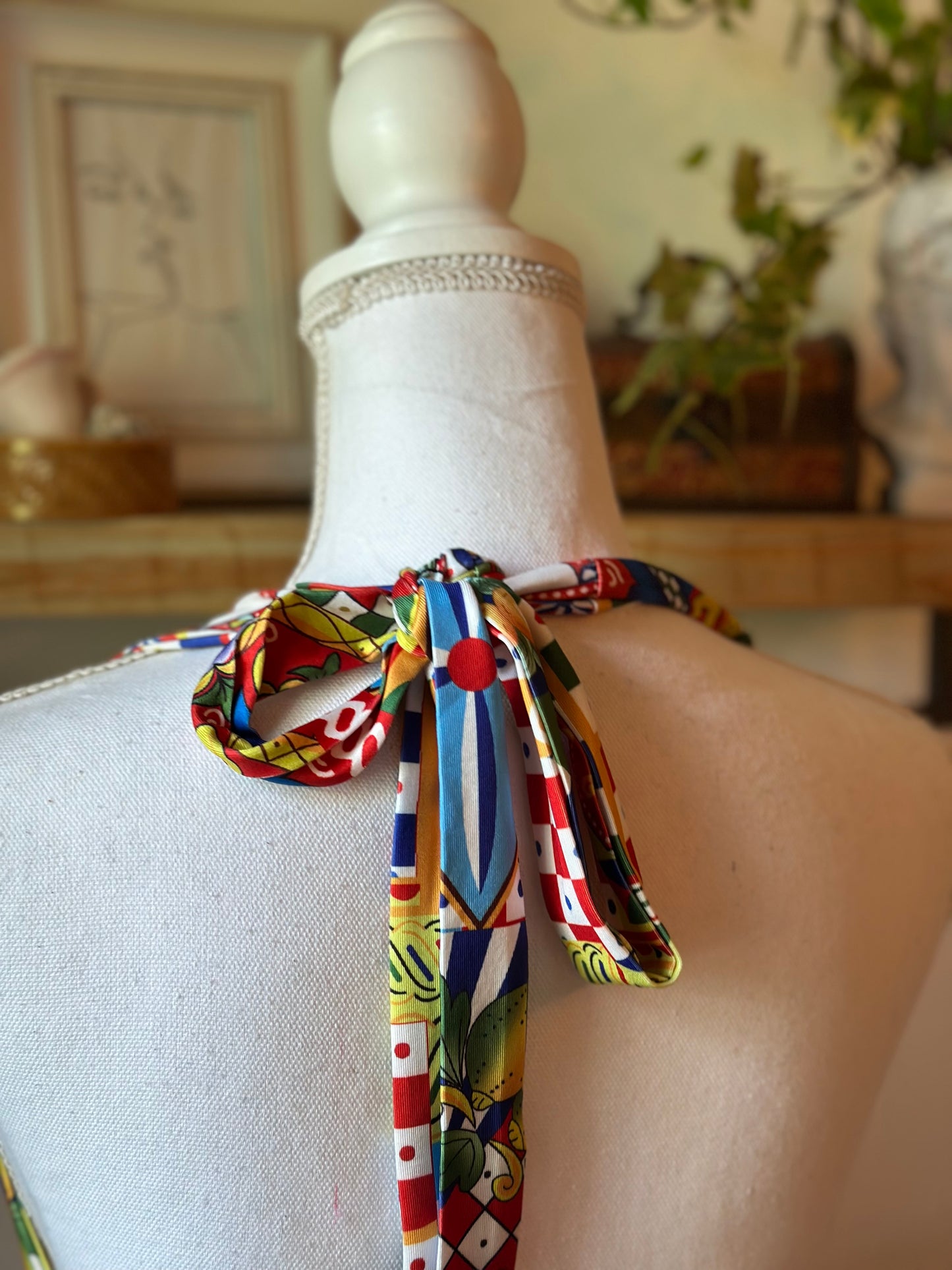 Robe courte dos nu imprimé coloré citron – Style Italie T.36