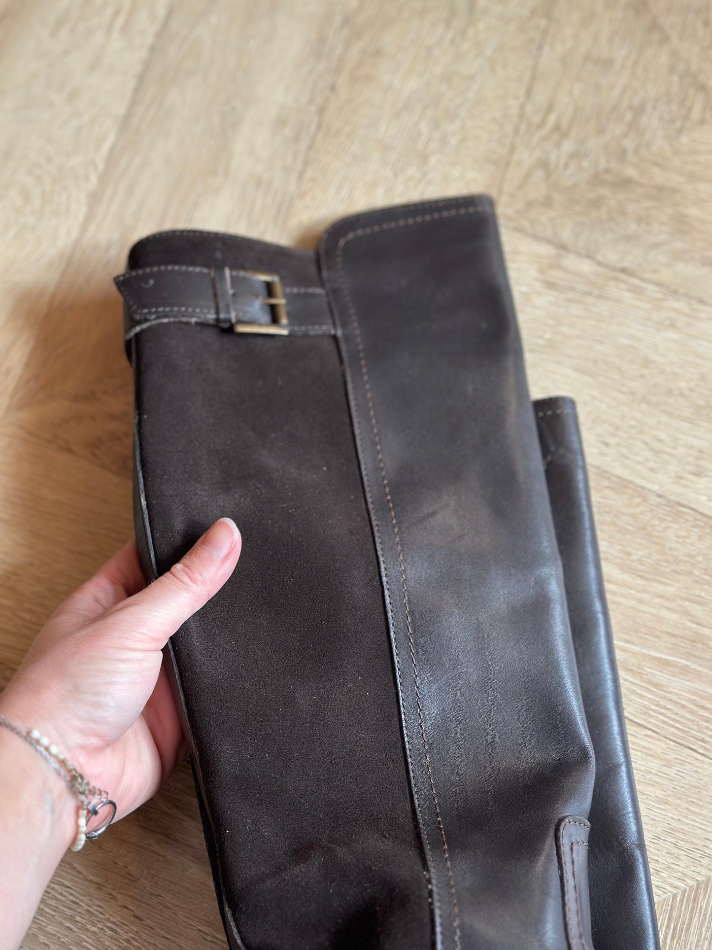 Bottes cavalières bi-matière cuir marron P.37