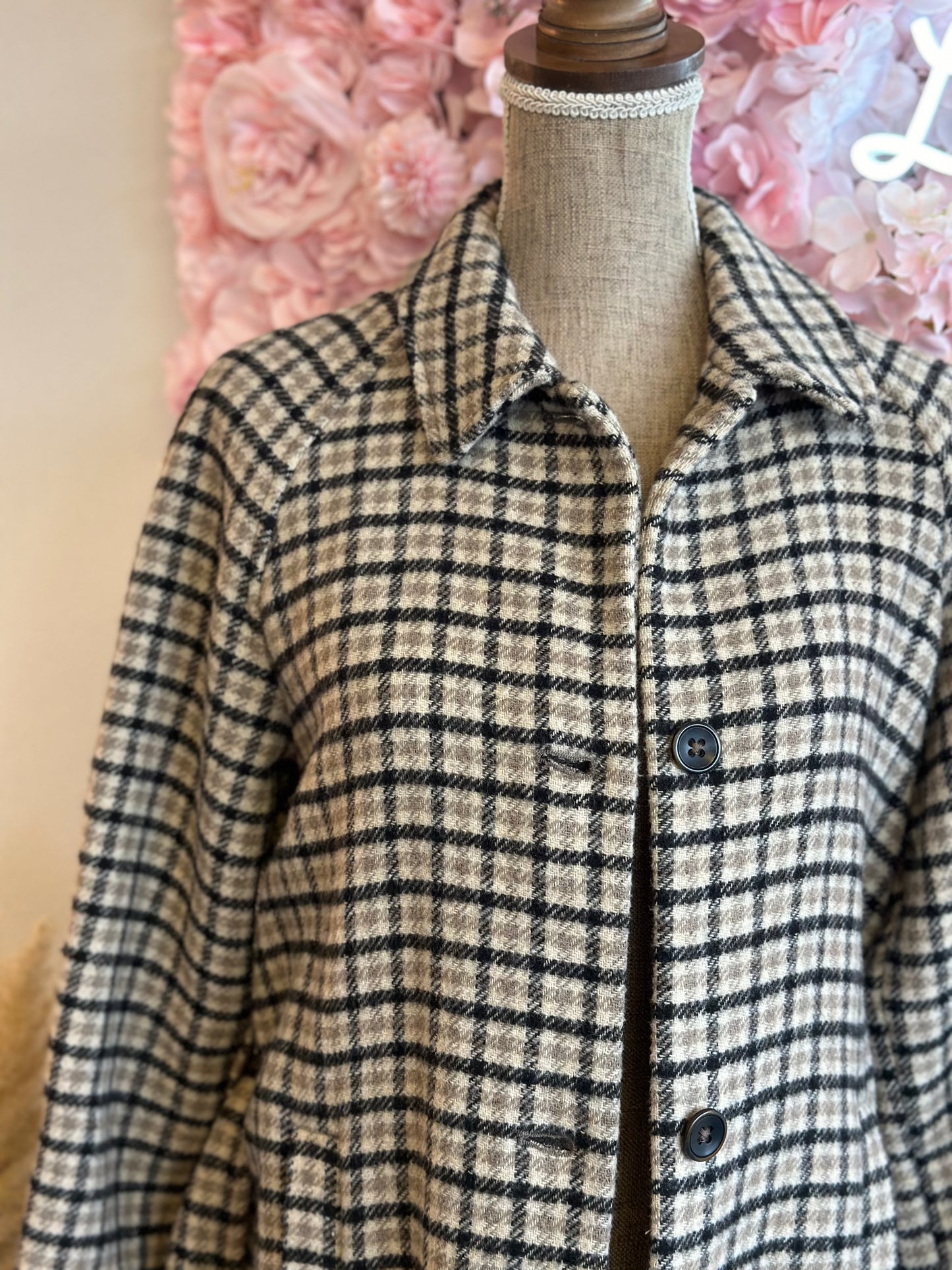 Manteau-veste à carreaux en laine T.34