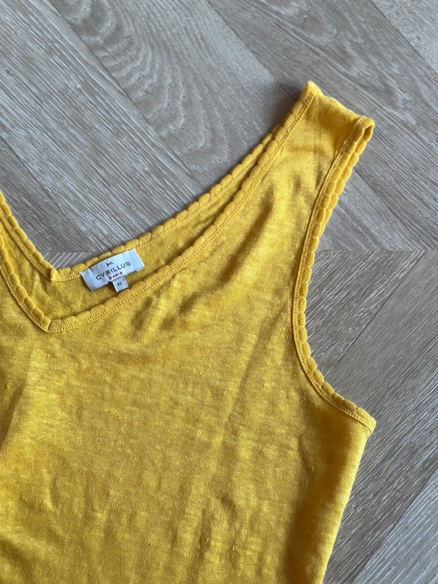 Top jaune soleil Cyrillus – 100 % lin T.42