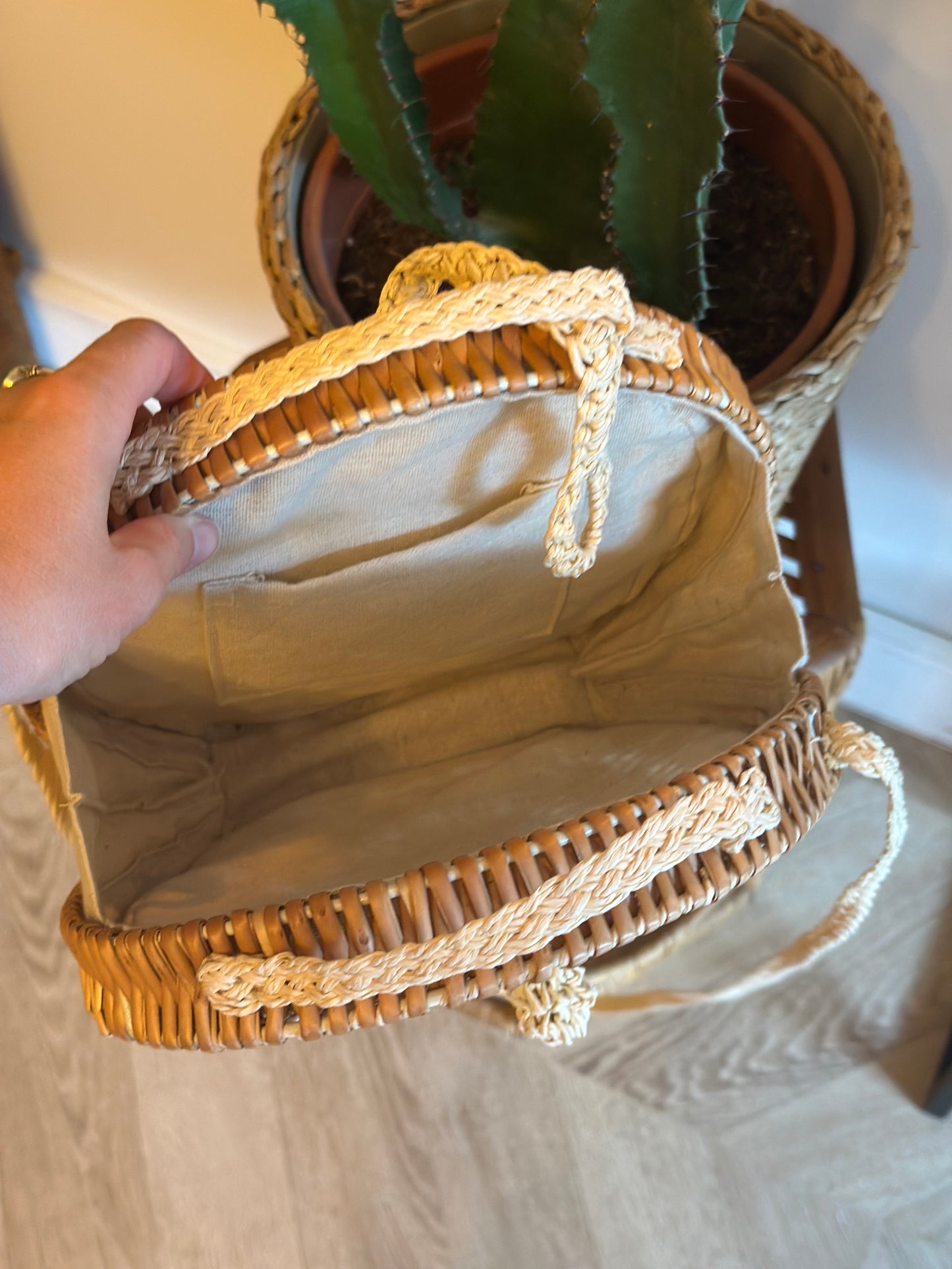 Sac bandoulière rond macramé fait main