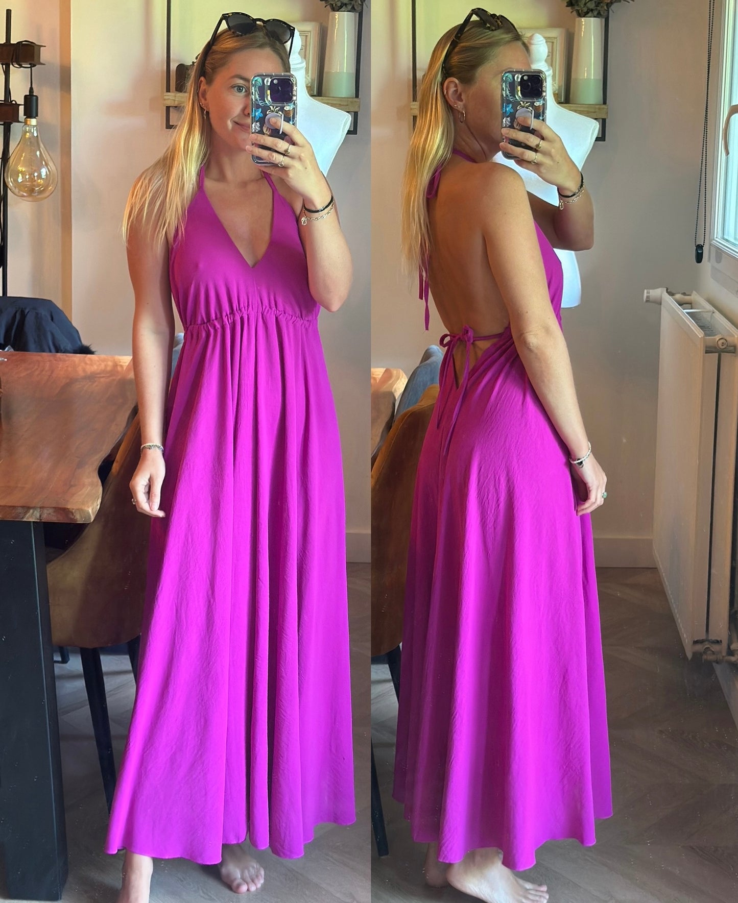 Robe longue dos nu rose violacé – Made in Italy T.U