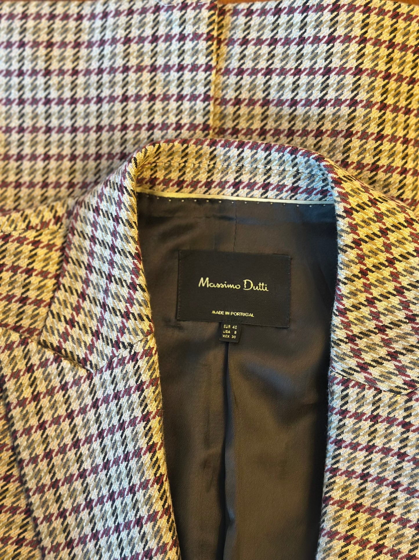 Veste blazer à carreaux pied-de-poule T.38