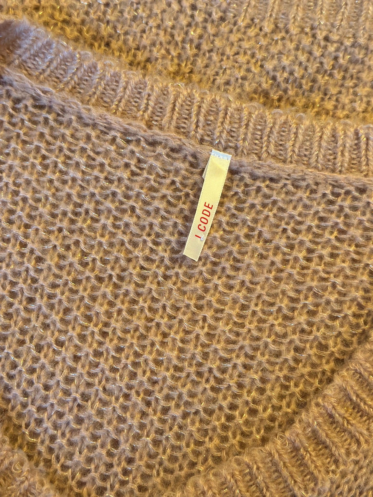 Pull ajouré en maille mohair rose pâle T.38 oversize