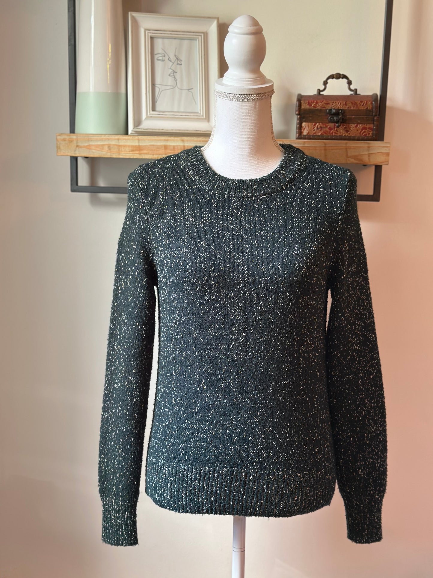 Pull vert sapin chiné à fils argentés Vero Moda – Taille XS