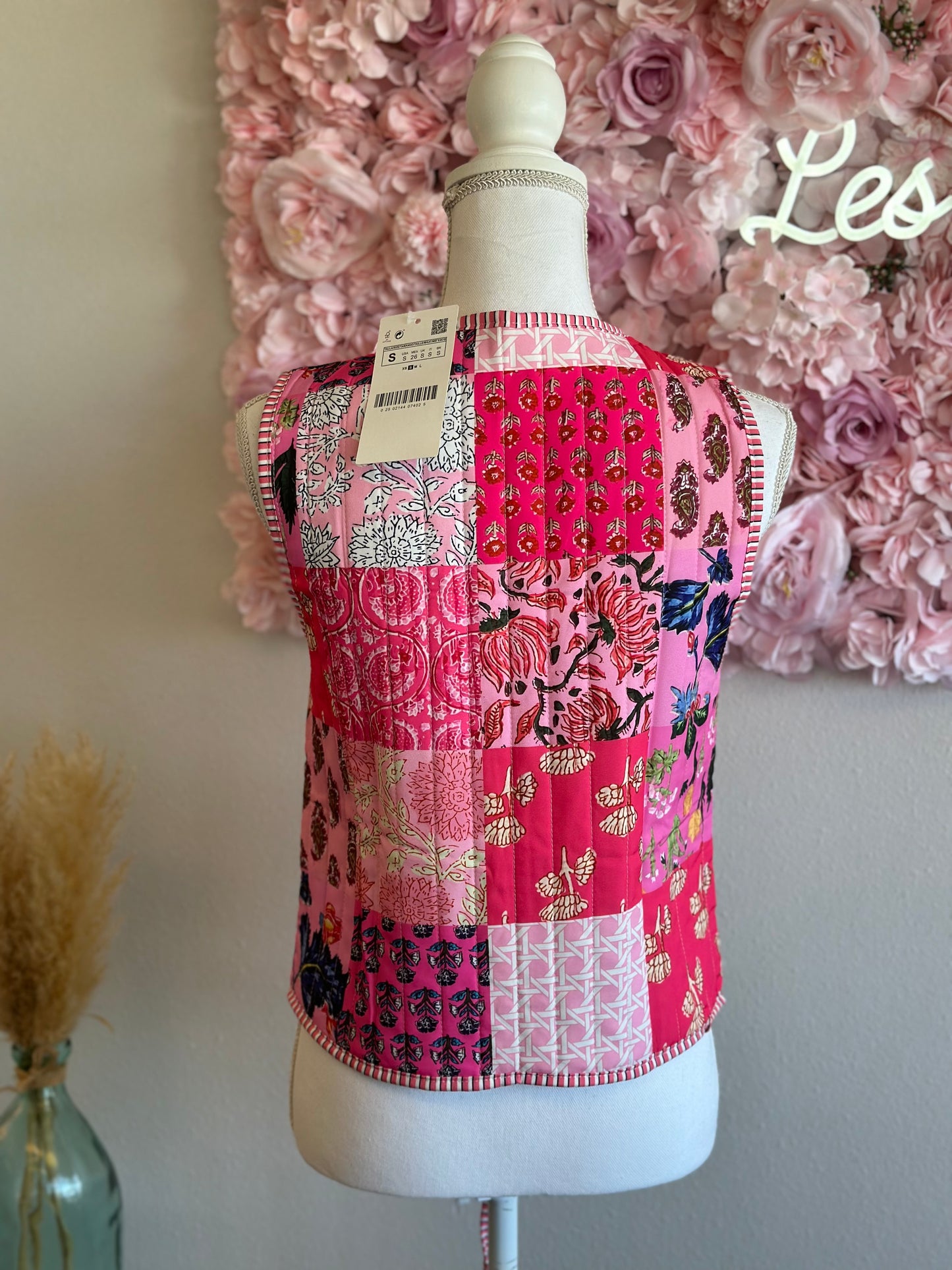 Gilet sans manches matelassé à motifs patchwork colorés, T.36