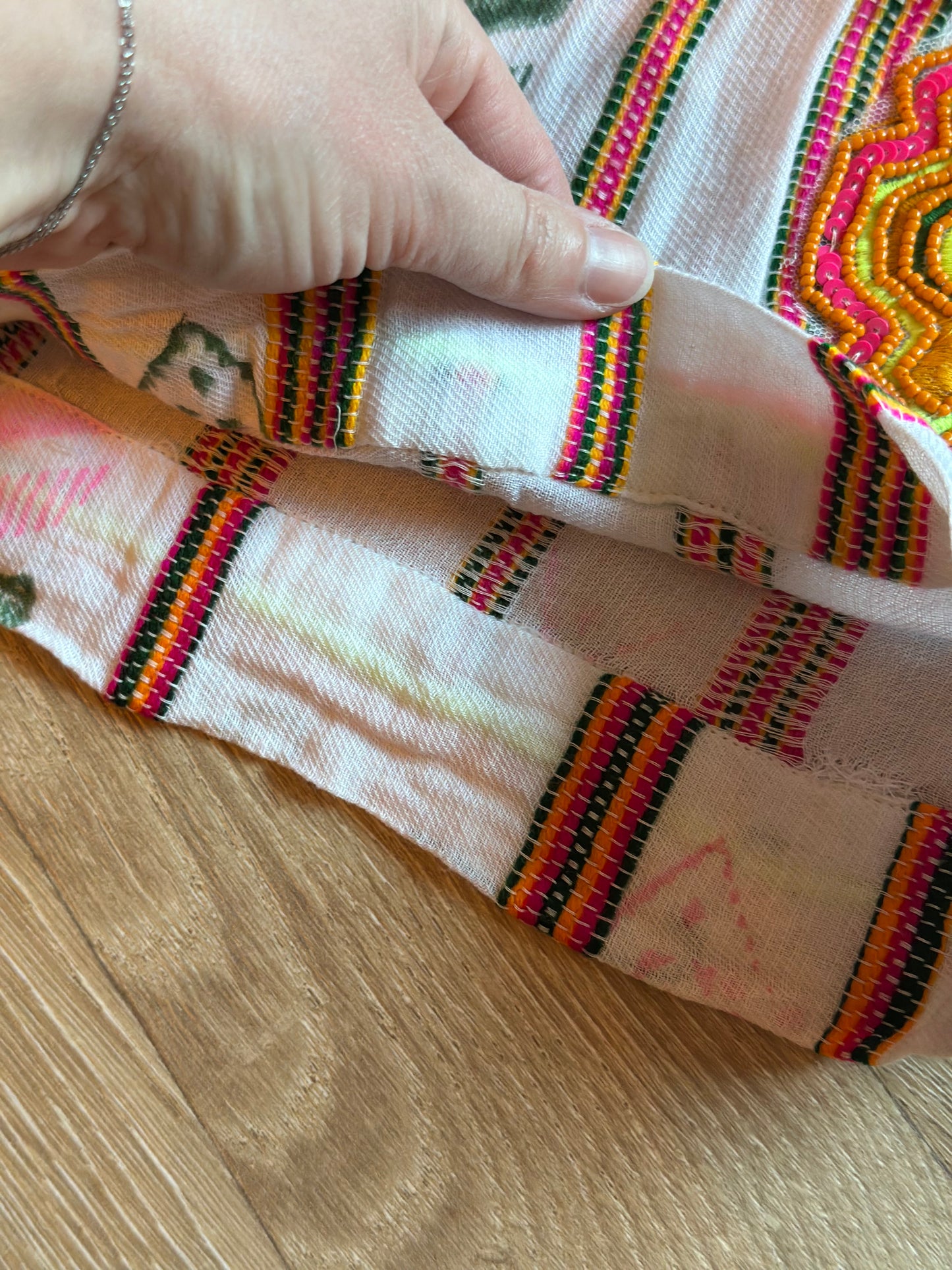 Short imprimé rayures brodé bohème T.36