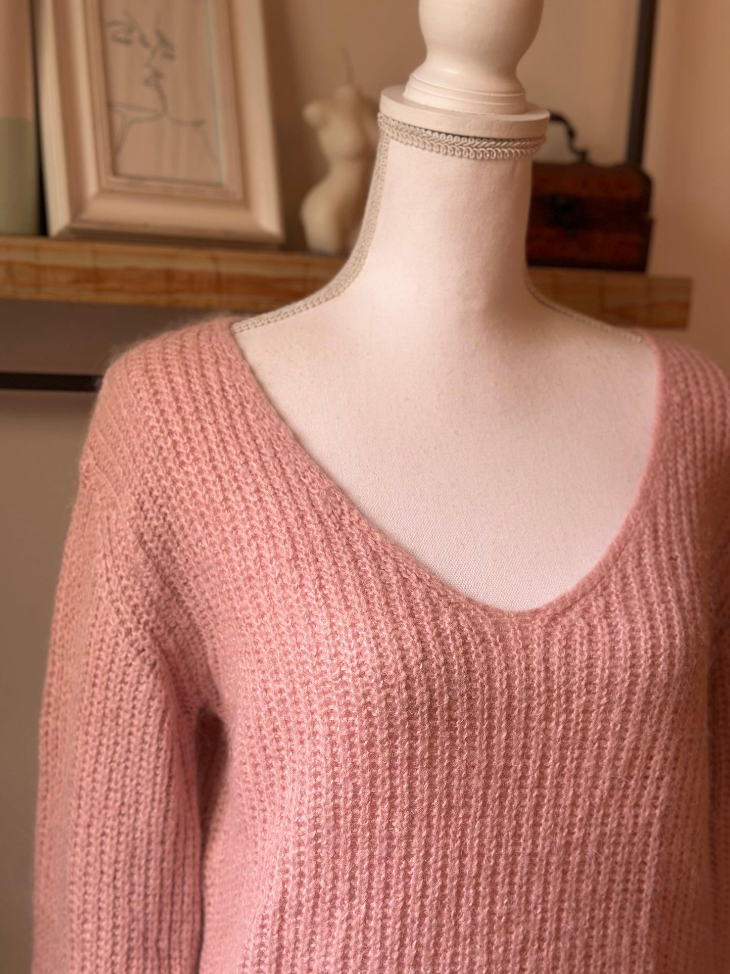 Pull rose clair en alpaga T.36