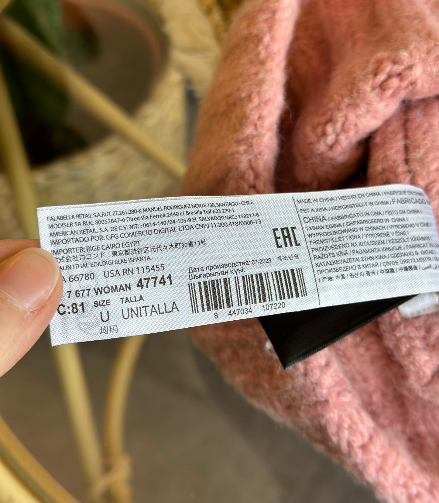 Bonnet en maille côtelée rose clair