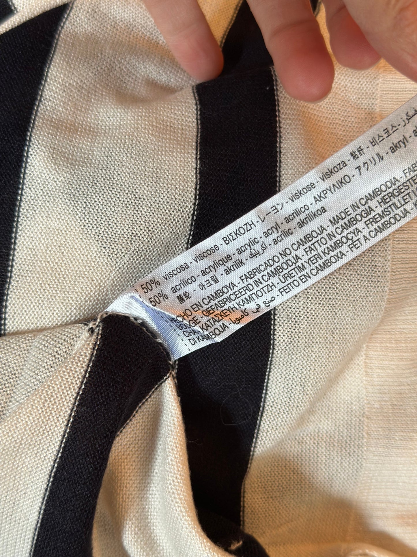 Pull fin marinière blanc et noir en maille T.36