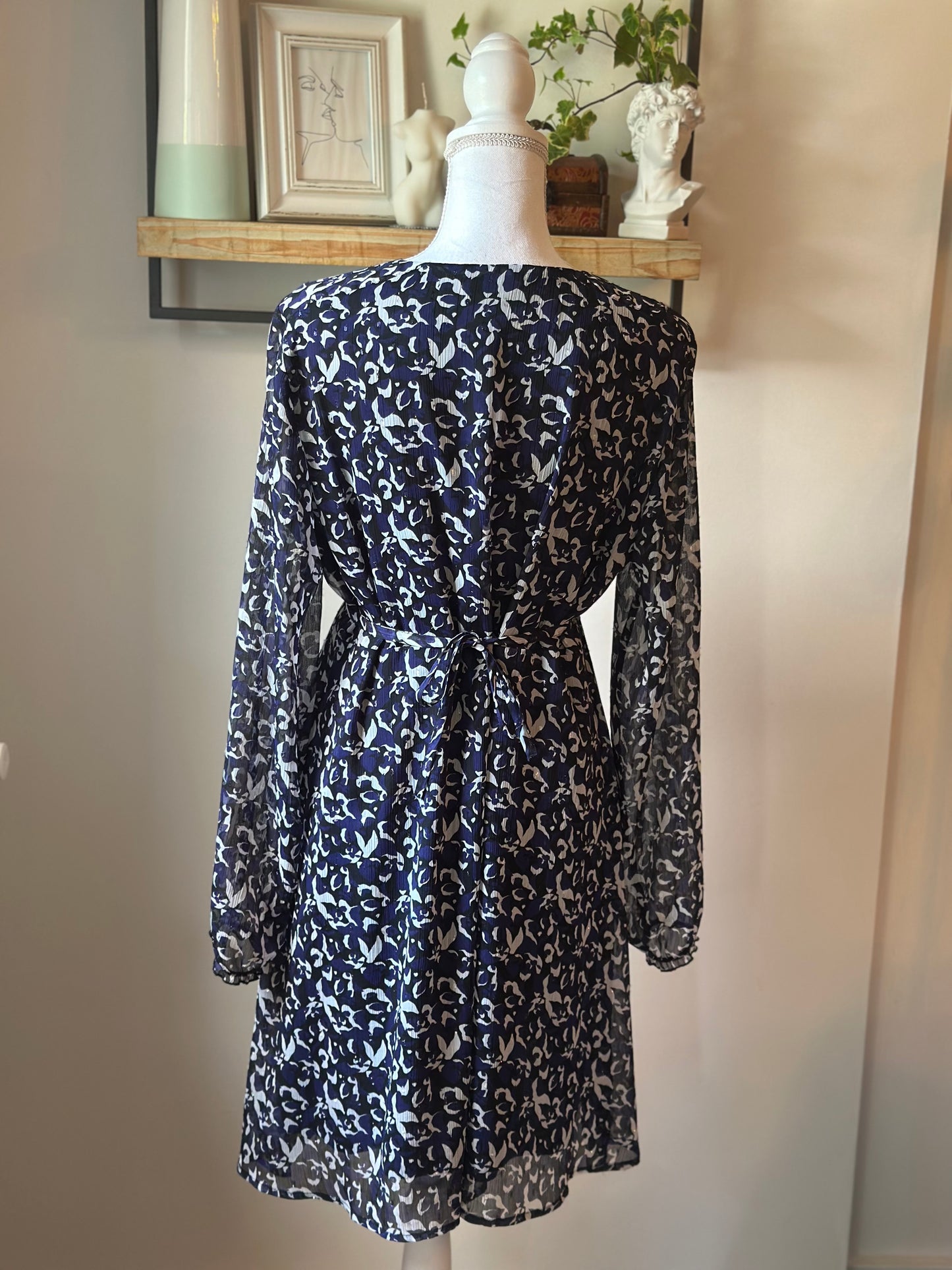 Robe à motifs floraux bleu/blanc T.42/44