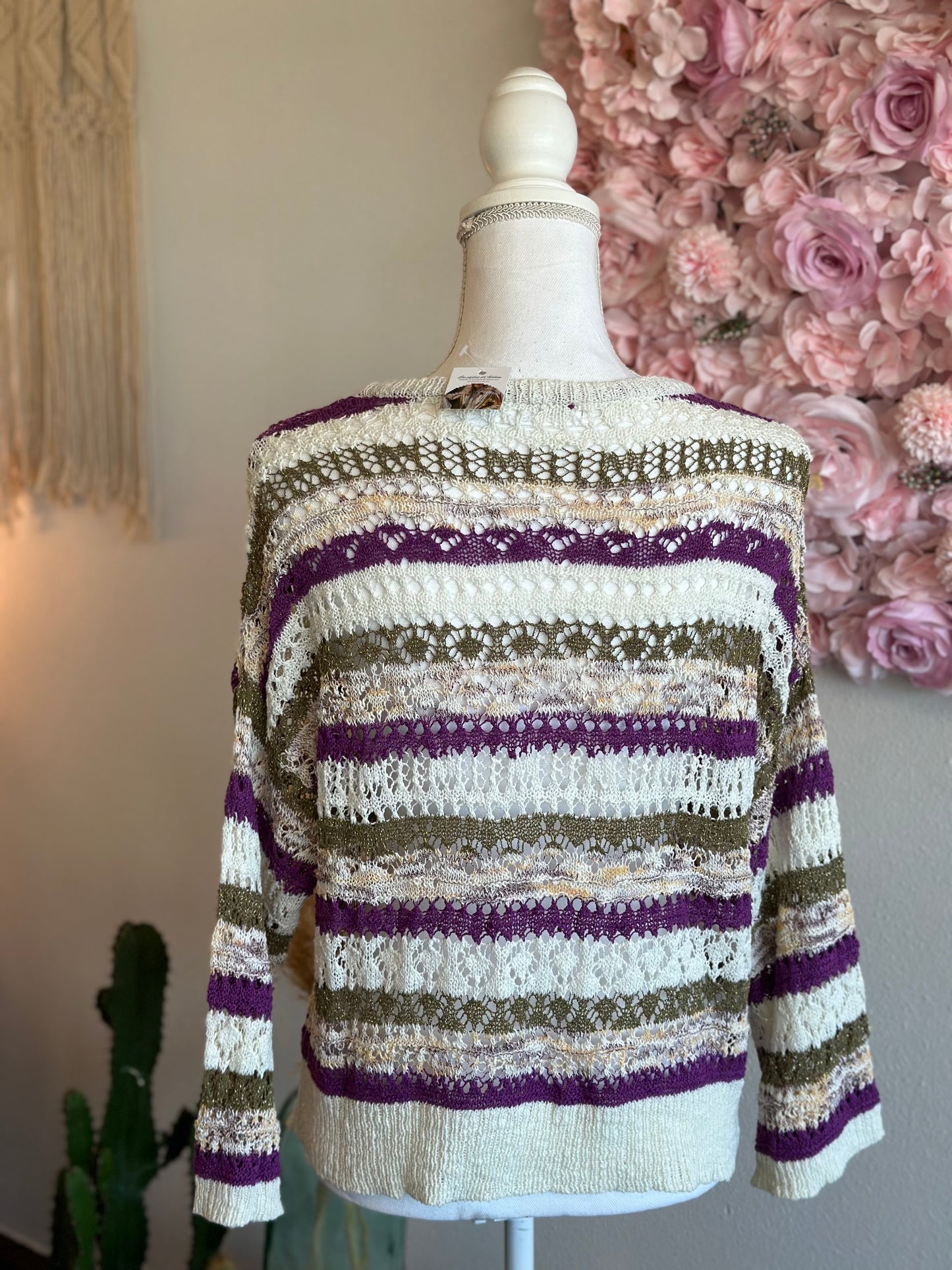 Pull en maille crochetée colorée T.40 oversize