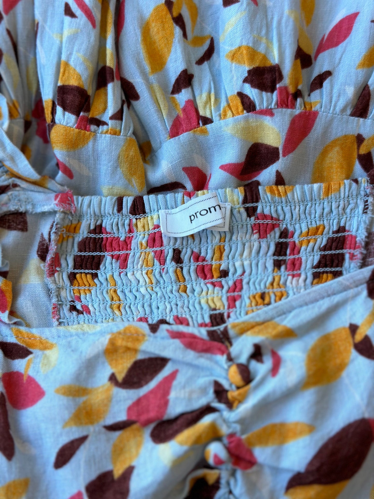 Top d'été évasé en lin à motifs colorés, T.38
