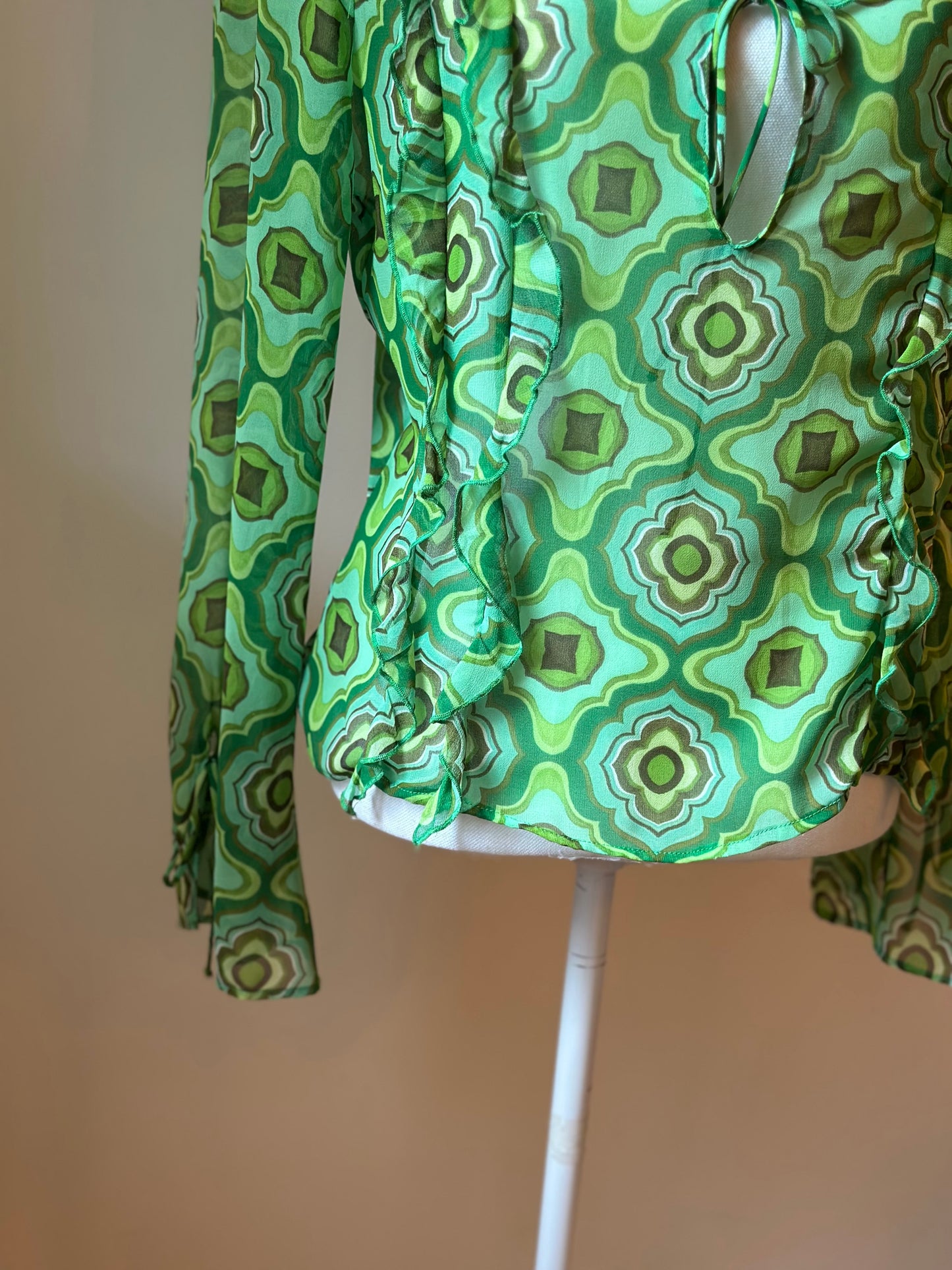 Blouse fluide à motifs rétro verts - T.40