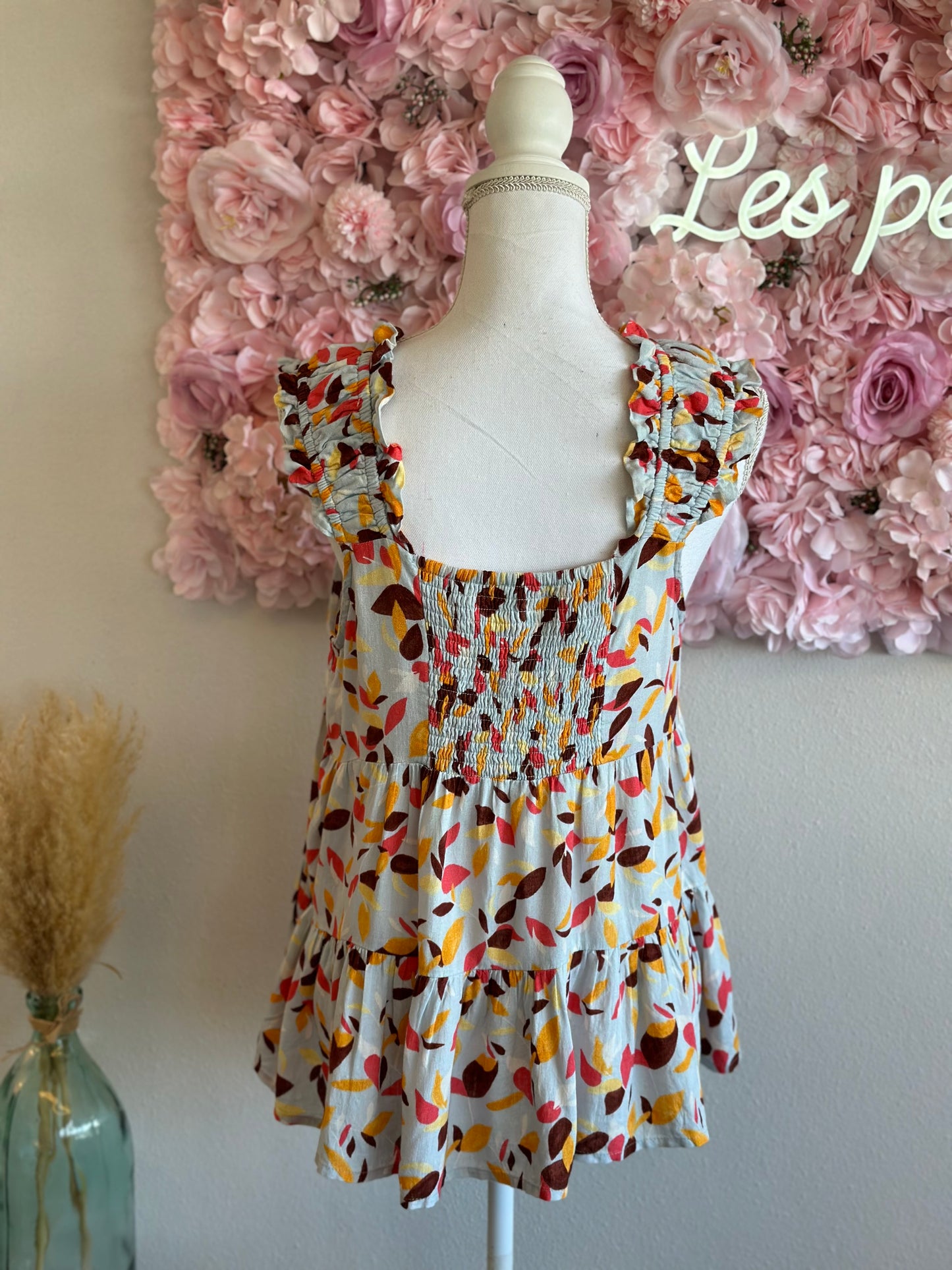 Top d'été évasé en lin à motifs colorés, T.38