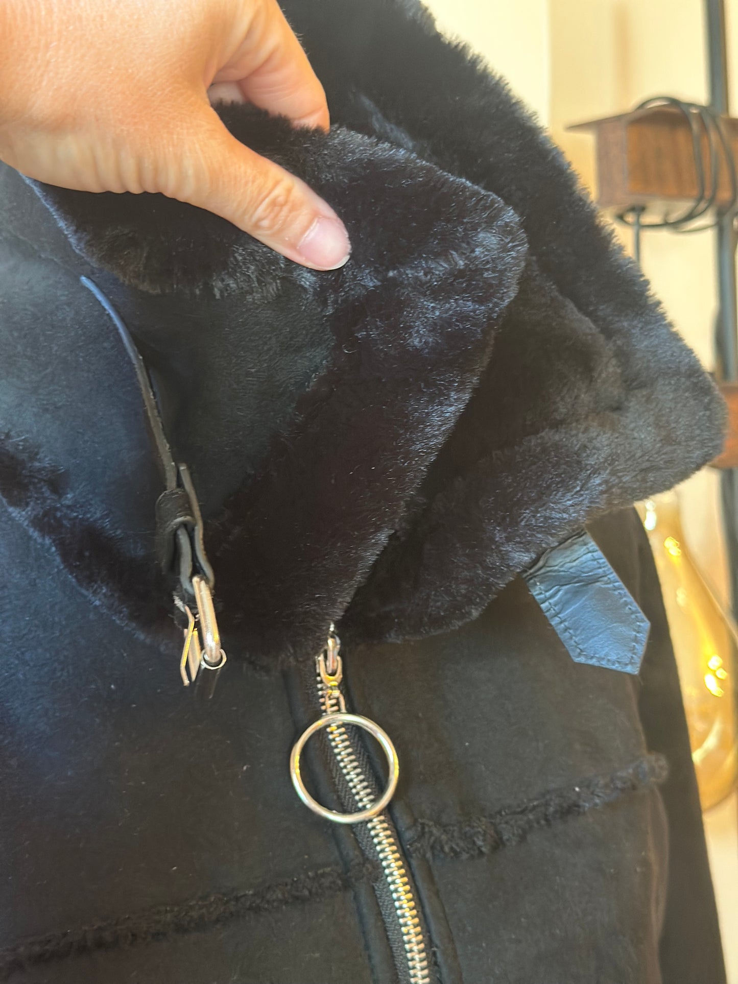 Veste aviateur en velours noir doublée T.34