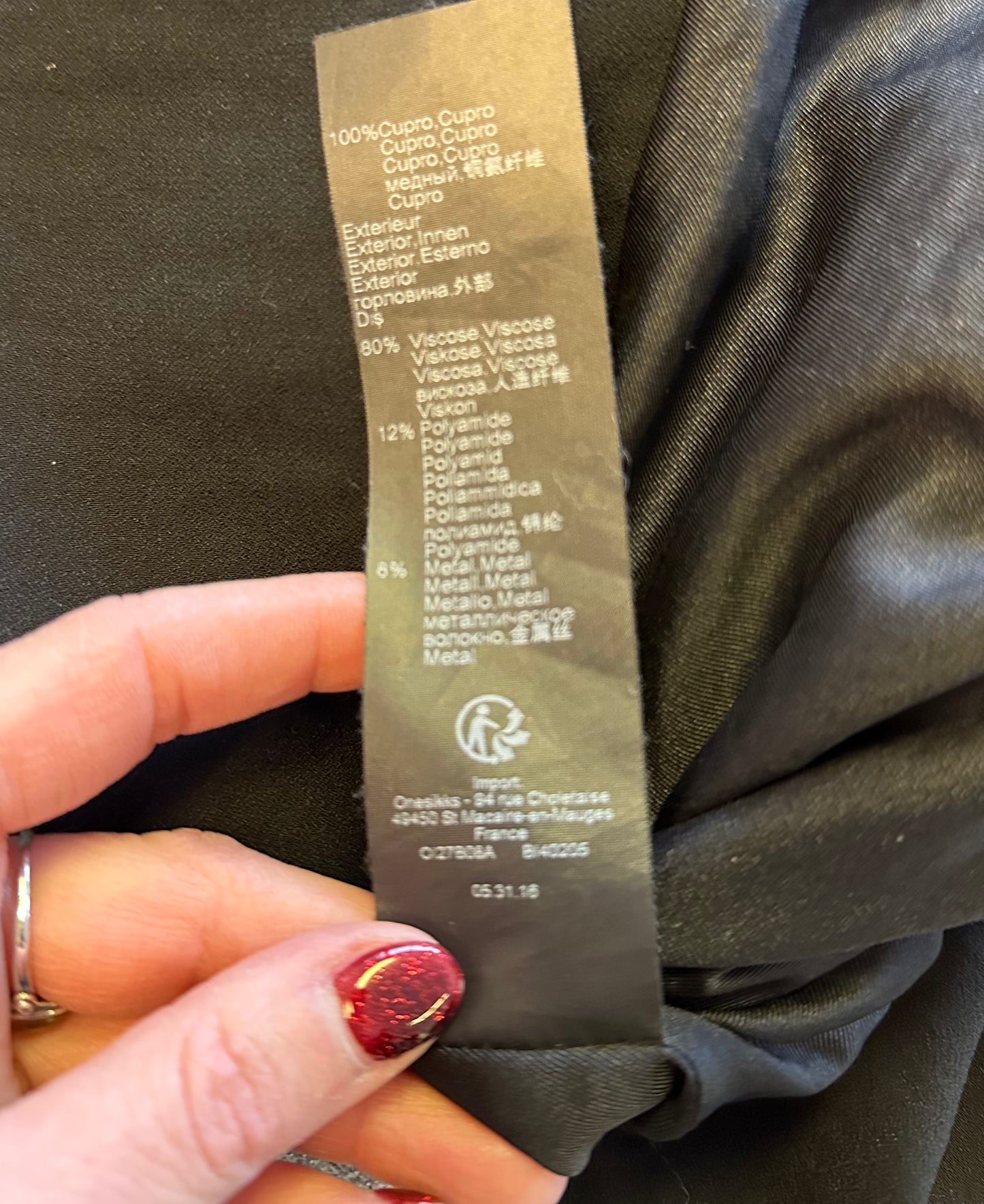 Veste de blazer en velours, rayures noires et grises argentées, T.38