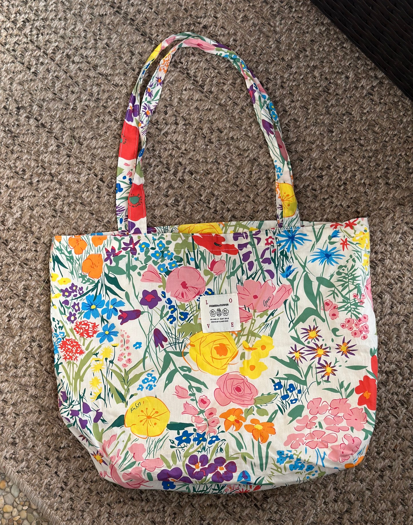 Joli sac cabas à motifs fleuris – Coton doux multicolore