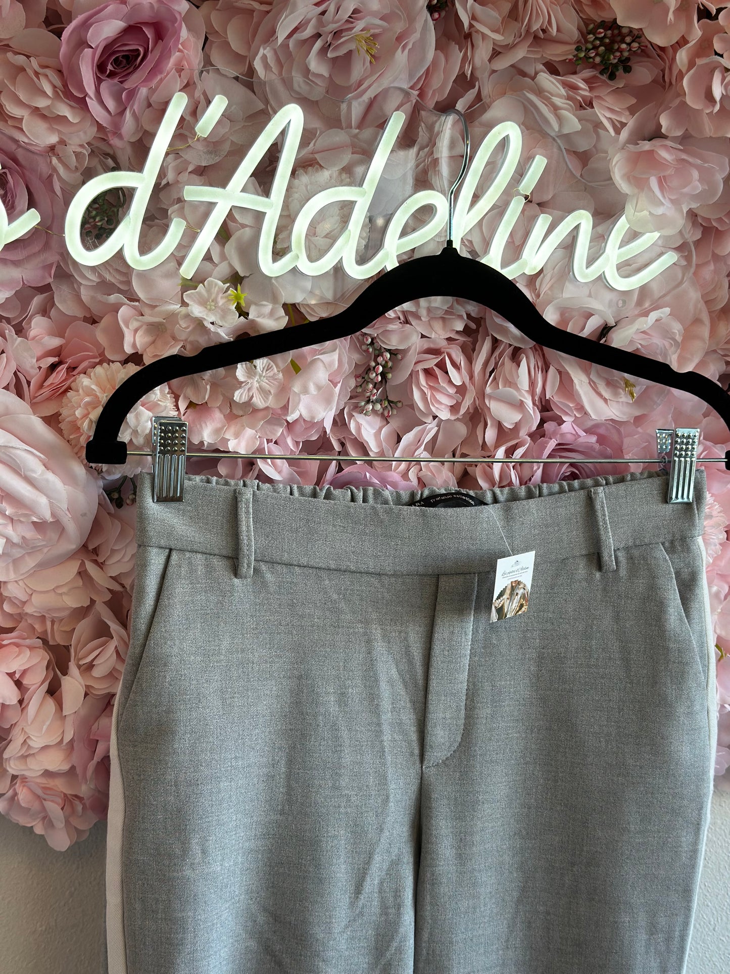 Pantalon chino jogger gris et blanc, T.34