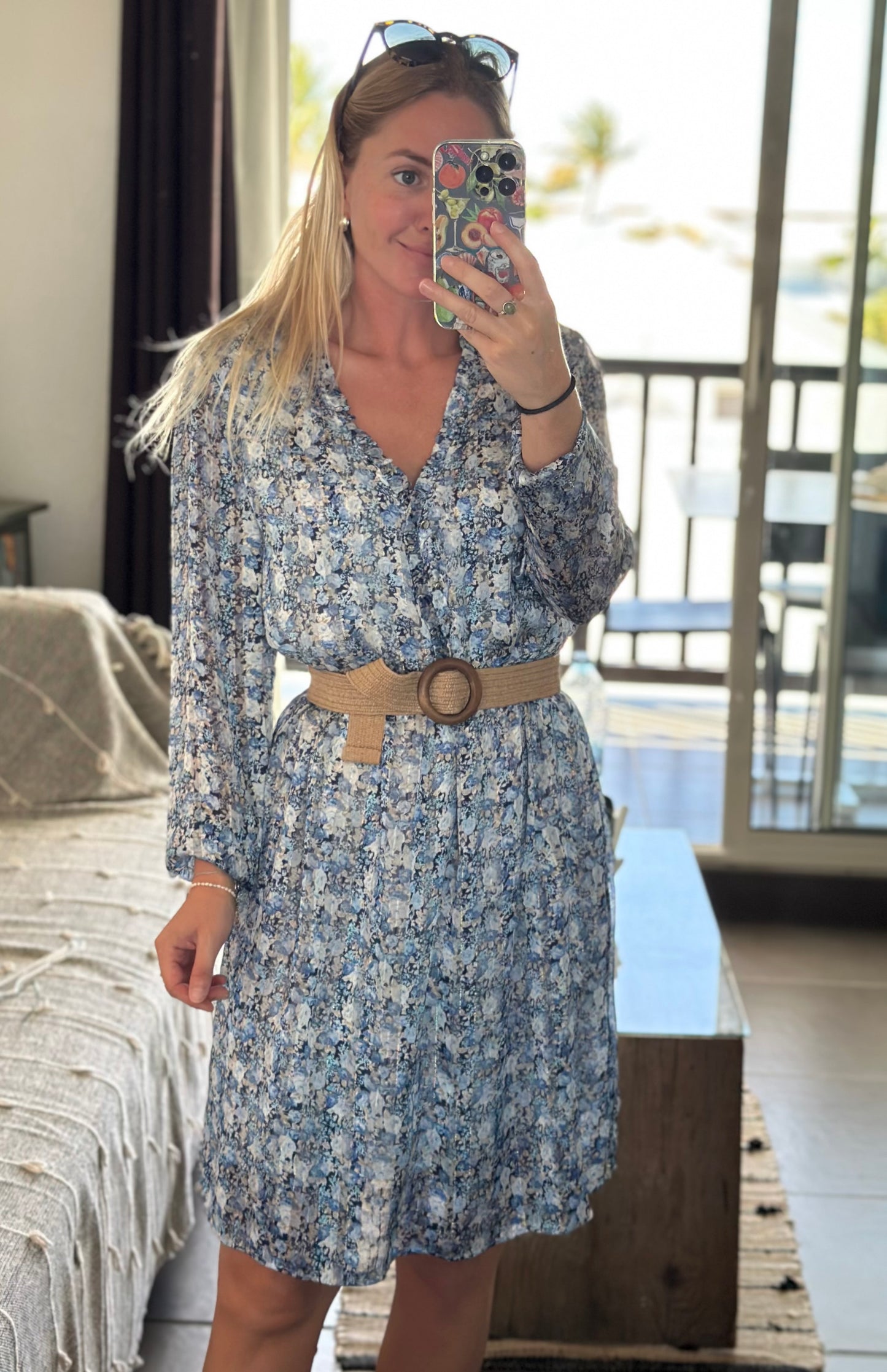 Robe fluide à imprimé fleuri bleu T.36/38
