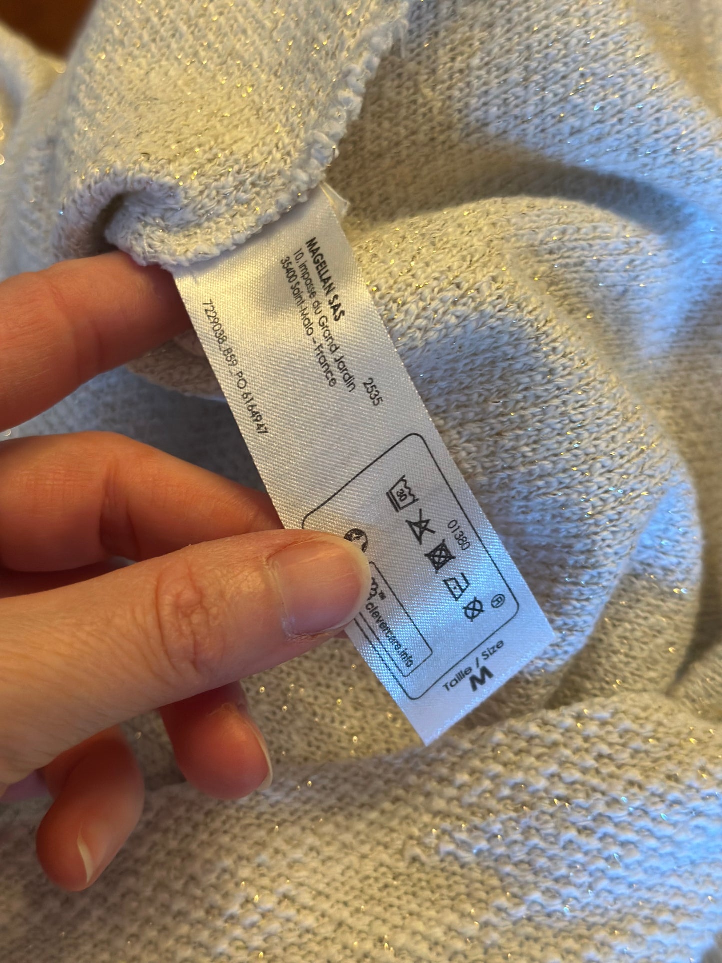 Pull maille écru irisé T.40