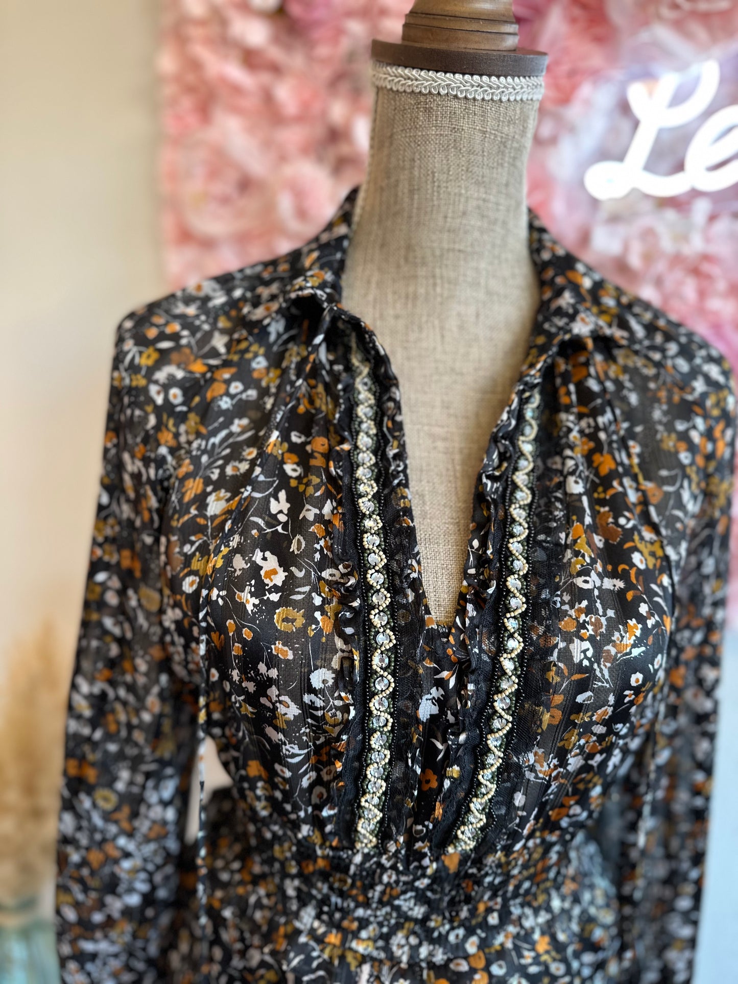 Robe évasée avec imprimé floral T.34