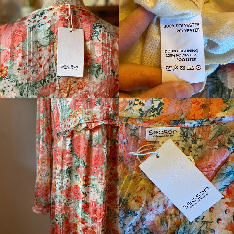 Robe fluide à motifs fleuris et lurex T.36 neuve