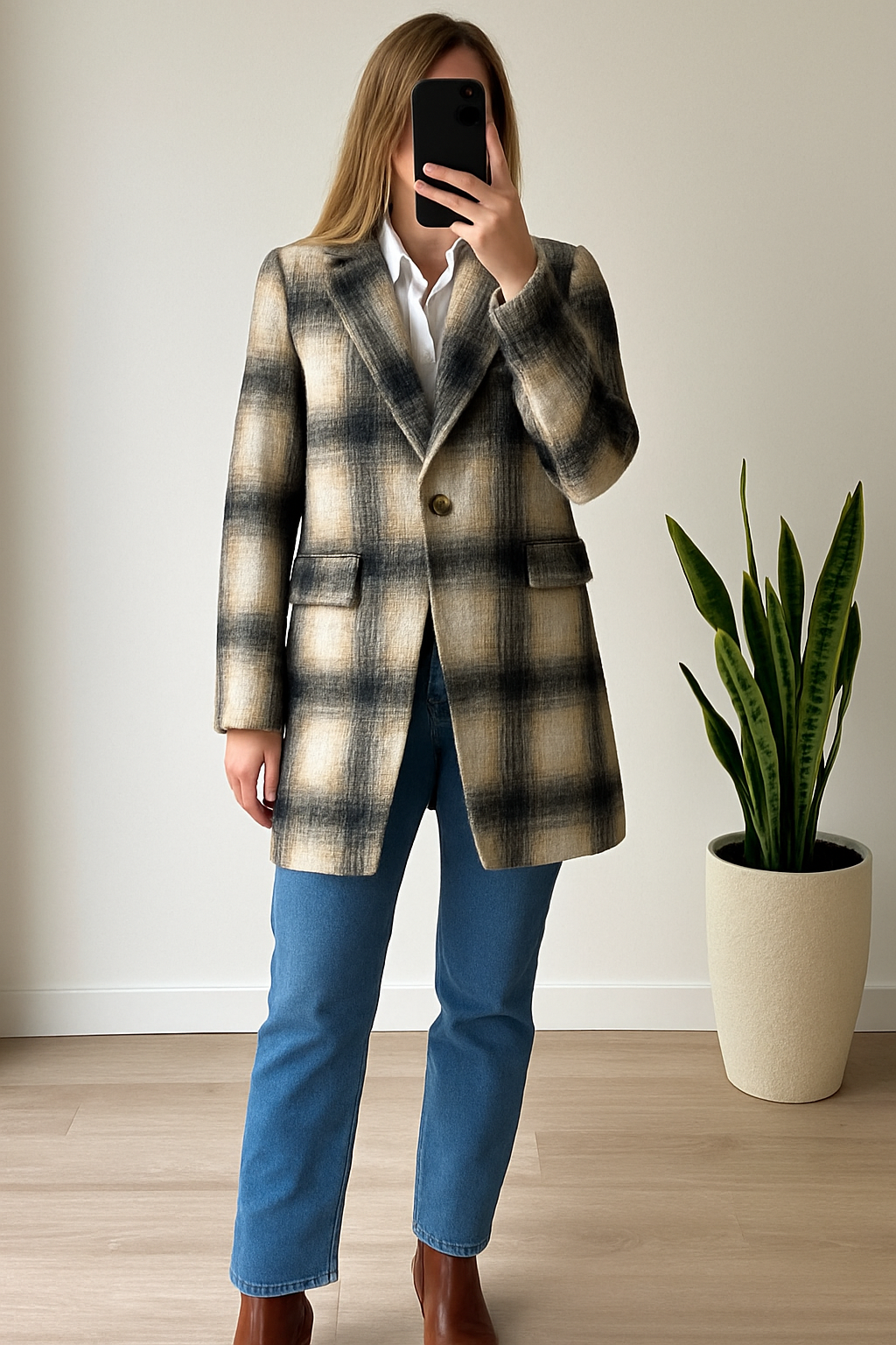 Manteau en laine beige modèle Lamar T.38
