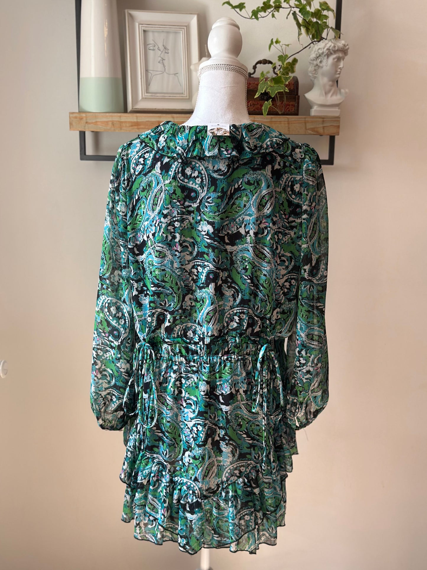 Robe midi imprimé cachemire vert T.40