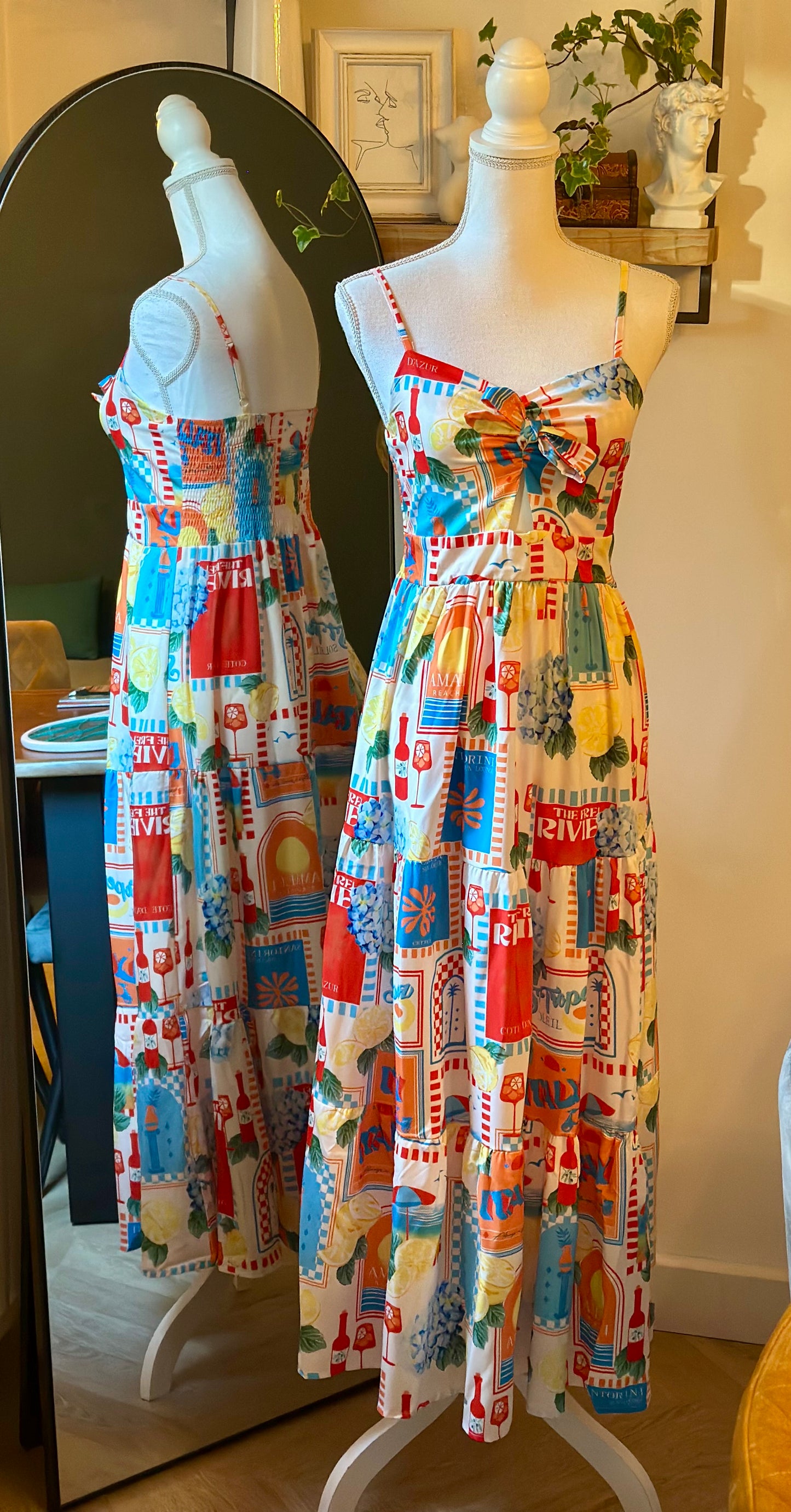 Robe longue imprimée Riviera – neuve, T.36