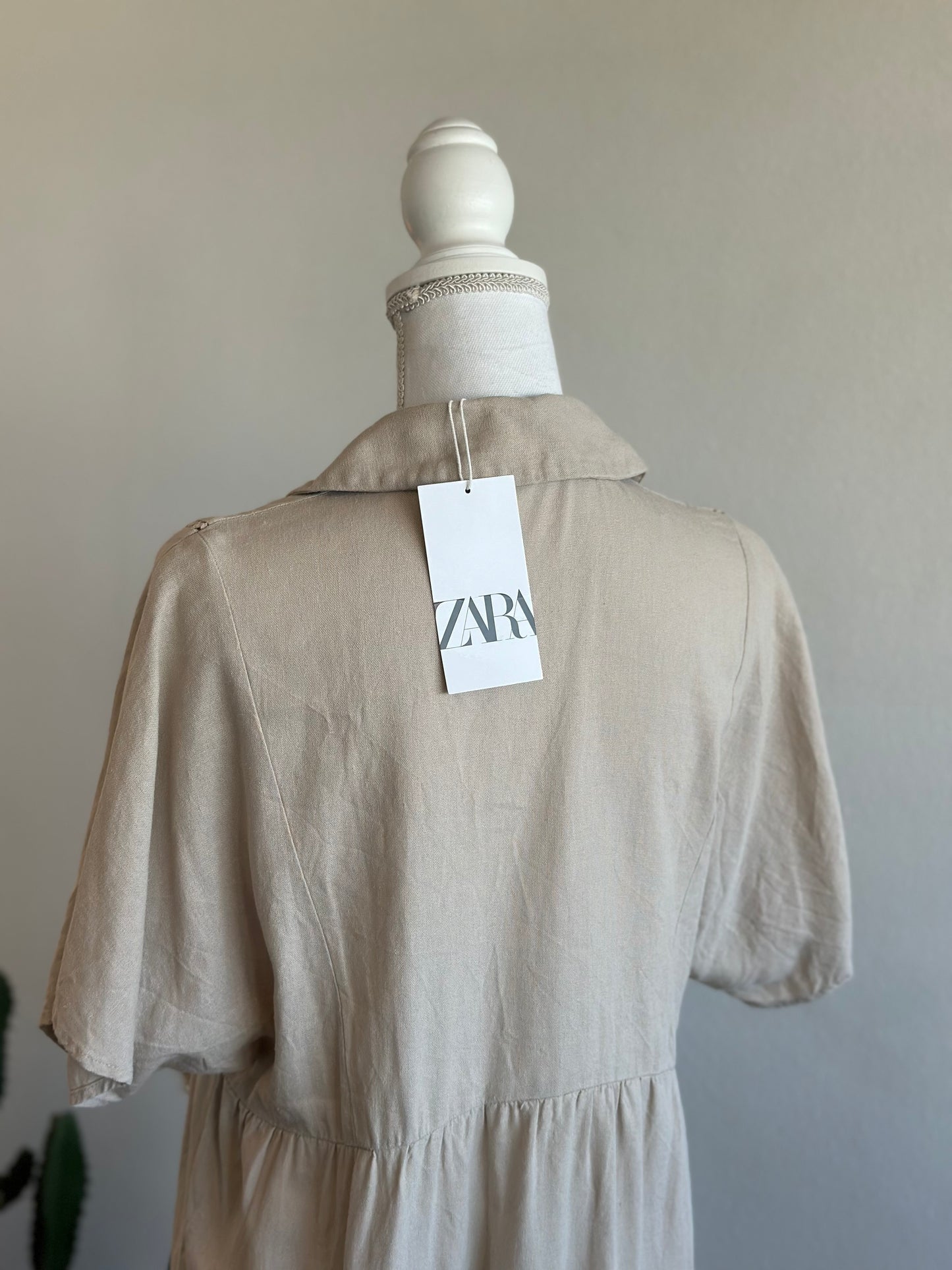 Robe babydoll beige en laine T.34 neuve