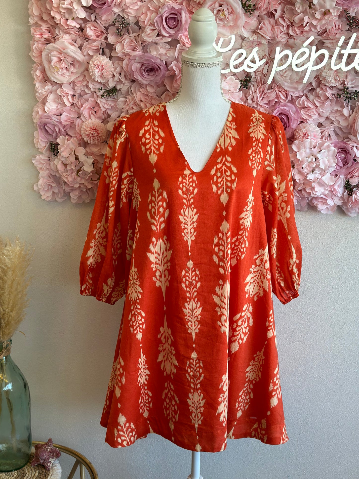 Robe d’été corail T.36 oversize neuve