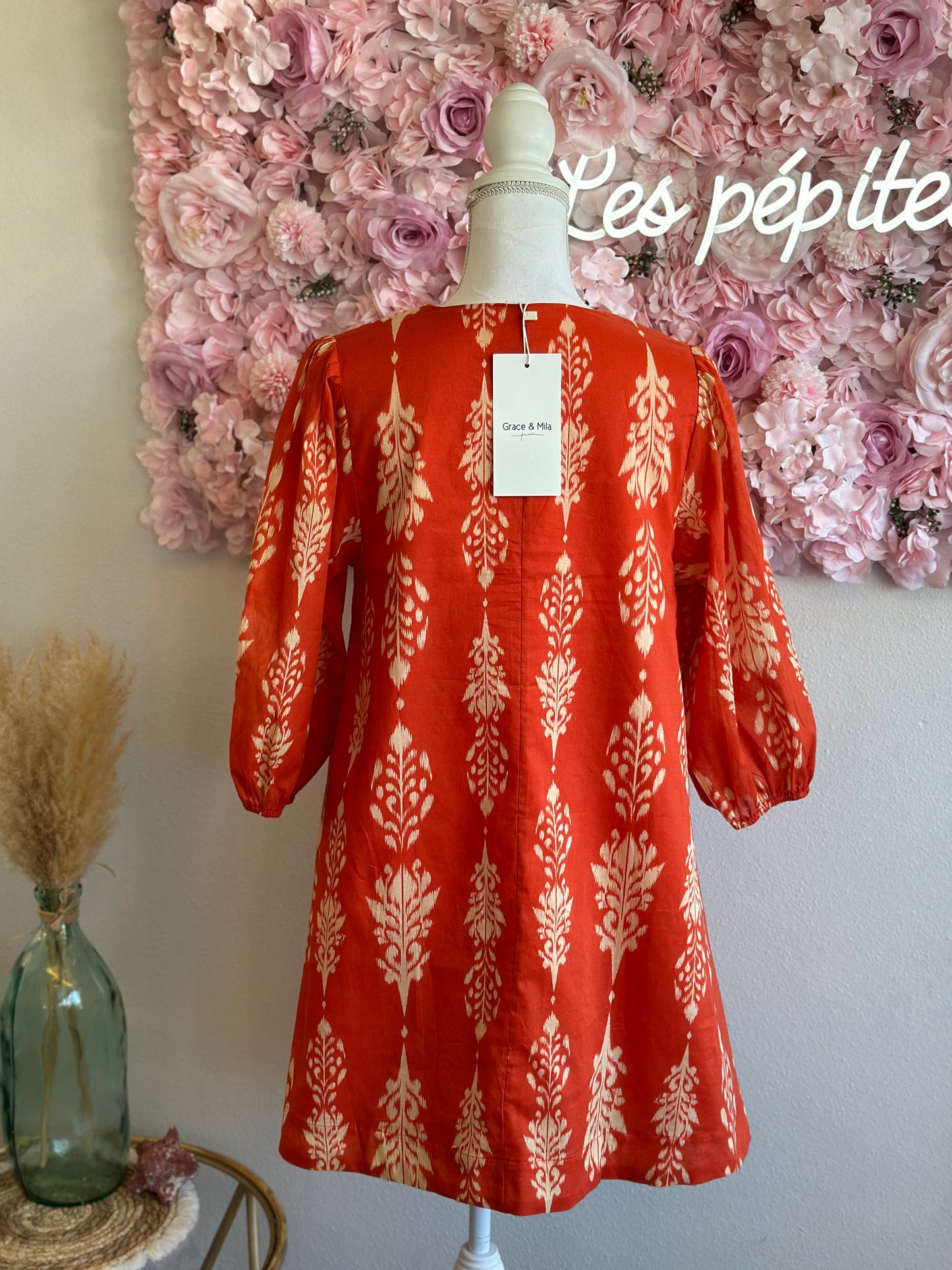 Robe d’été corail T.36 oversize neuve