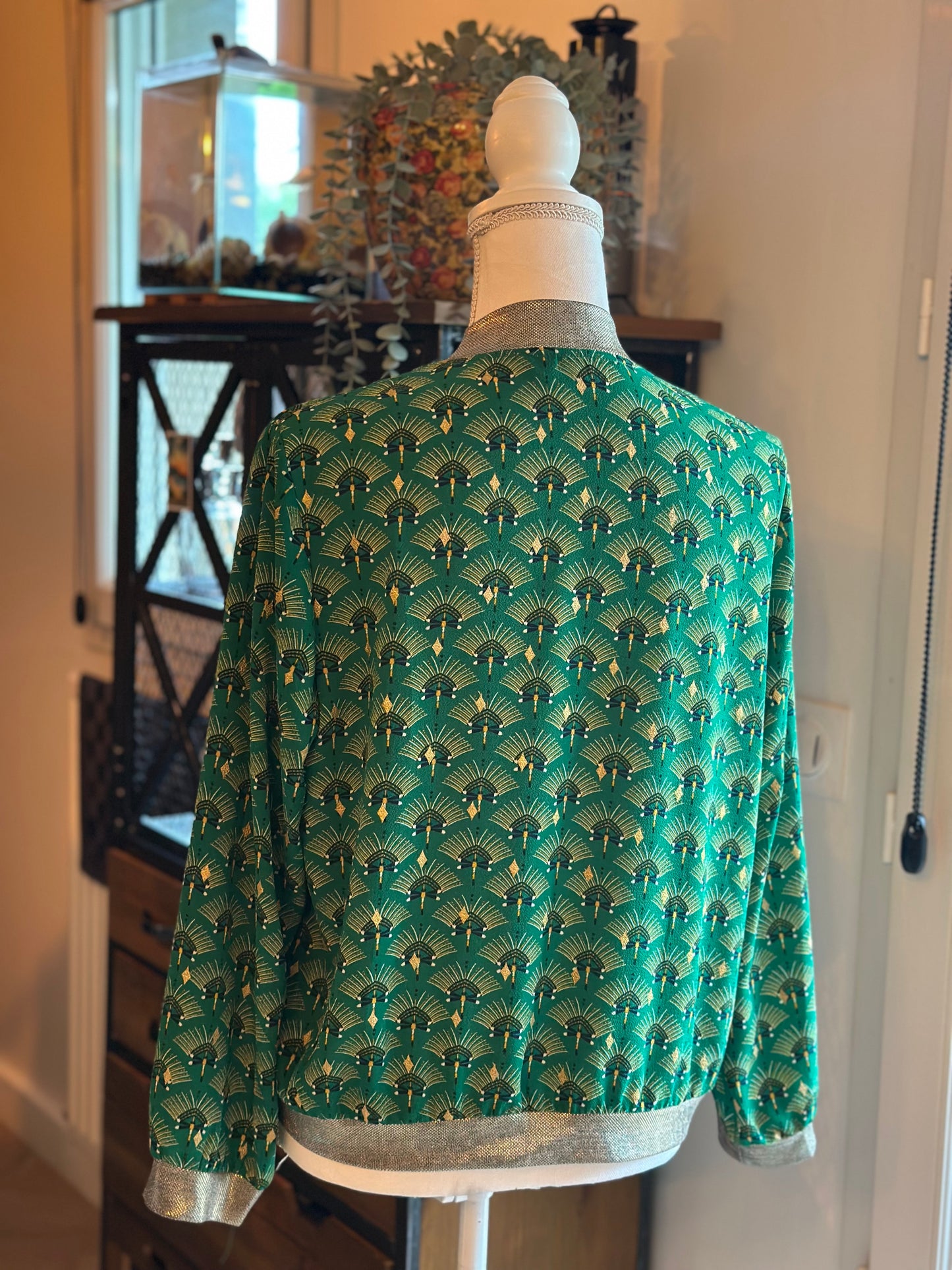 Veste légère façon bomber imprimé vert T.36