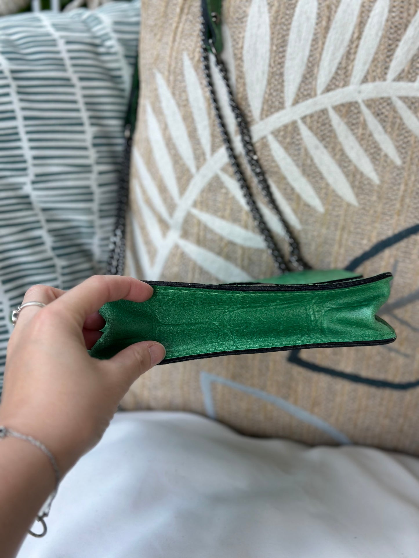 Sac bandoulière cuir embossé crocodile vert – cuir véritable