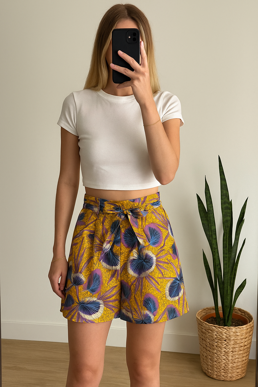 Short imprimé orangé lilas T.36 Neuf