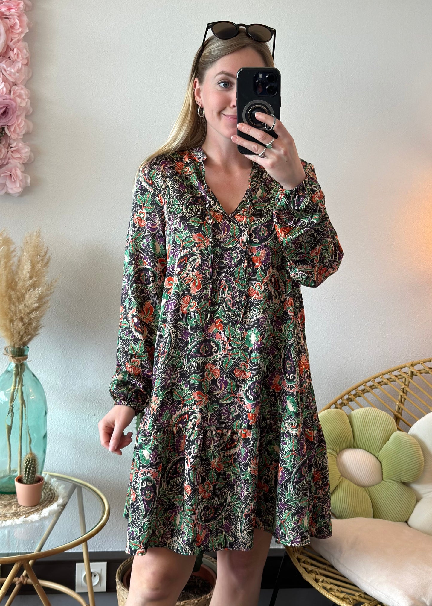 Belle robe fluide et légère à imprimé floral, T.34