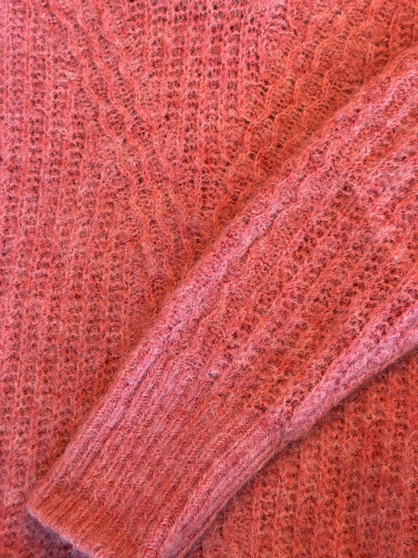 Pull camionneur maille rose clair laine et alpaga T.40