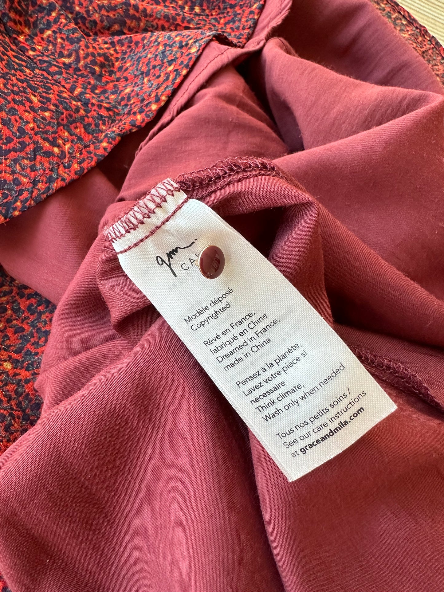 Robe midi modèle “Bouchera” bordeaux à motifs T.38