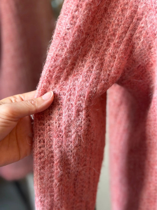 Pull camionneur maille rose clair laine et alpaga T.40