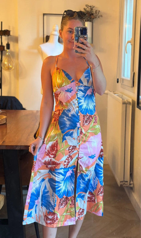 Robe dos nu imprimé fleuri T.34/36