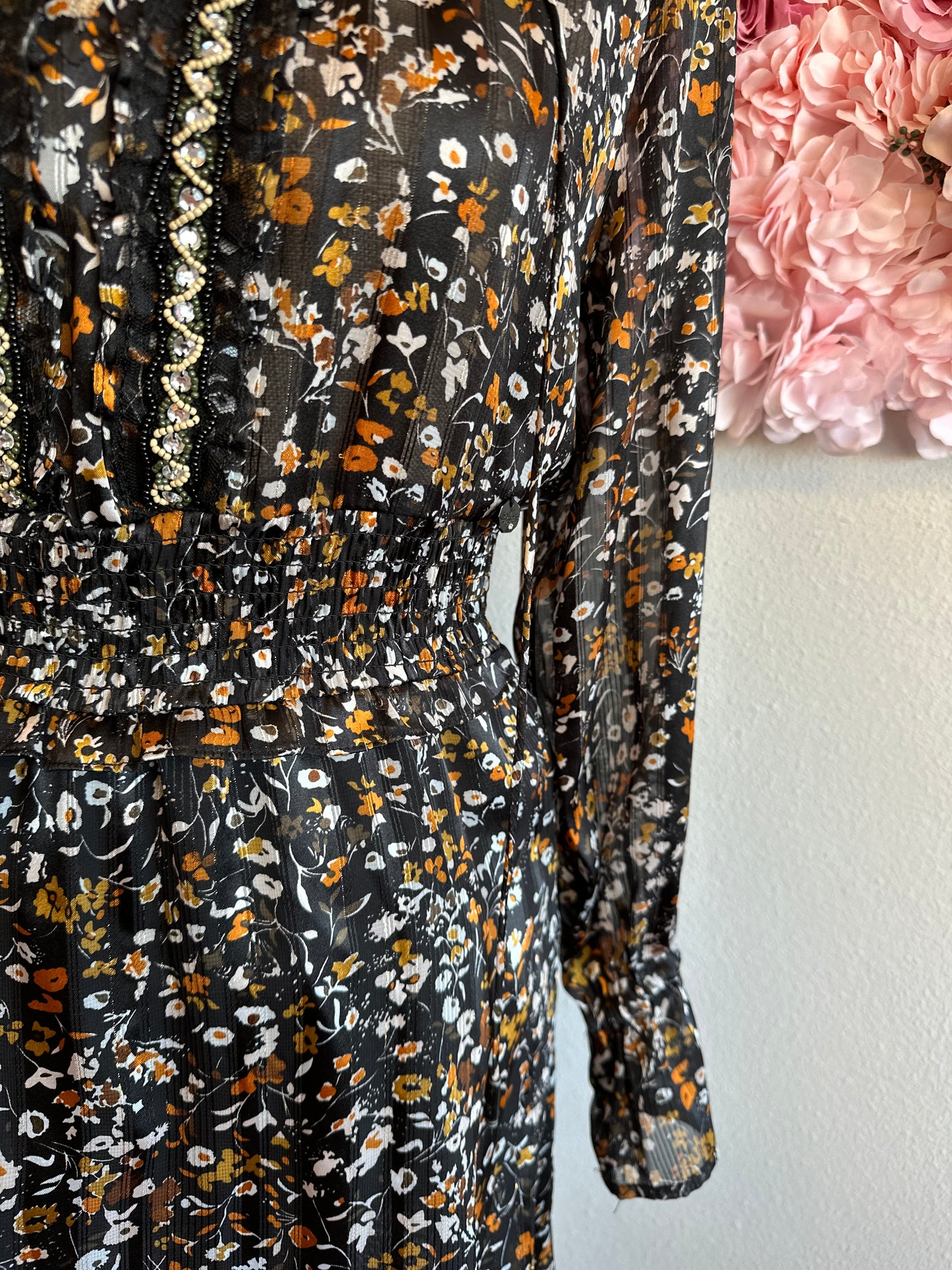Robe évasée avec imprimé floral T.34