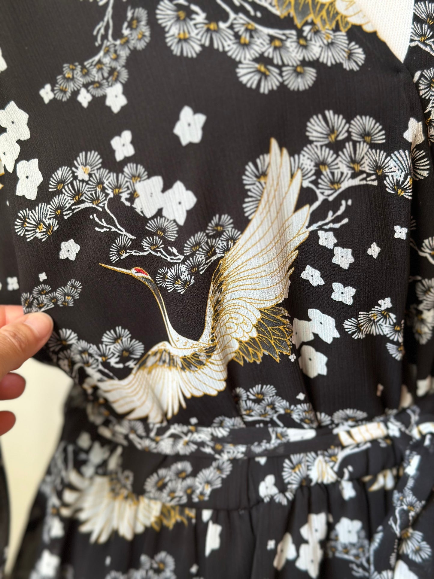 Robe midi imprimé fleuri et oiseaux T.42