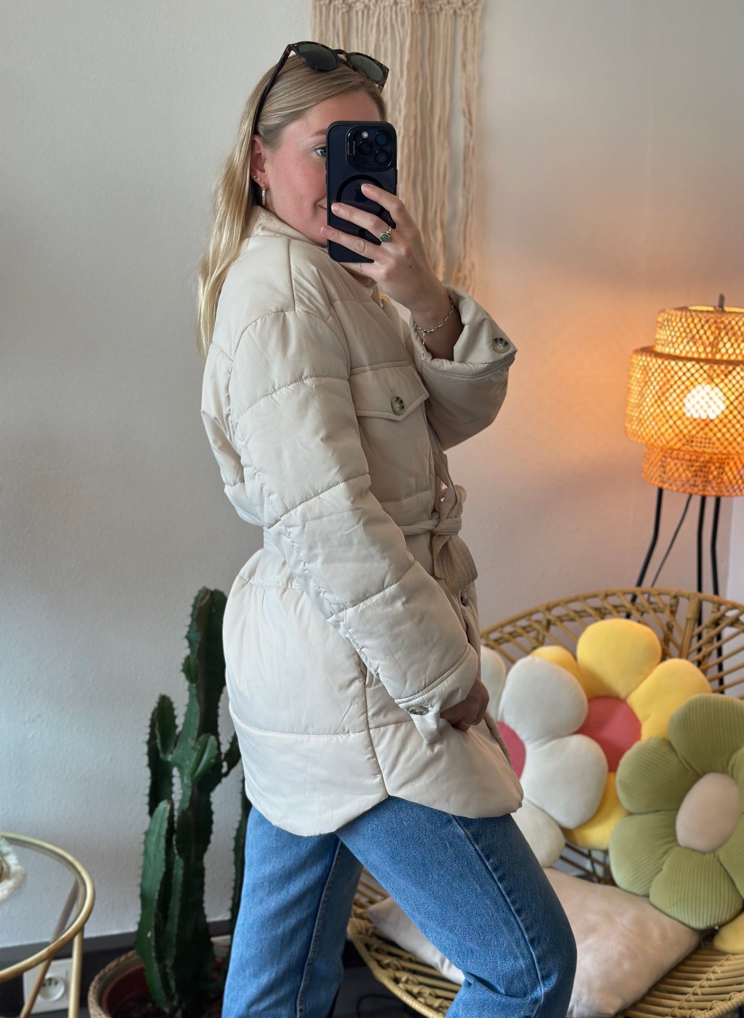 Veste doudoune matelassée ceinturée T.36 Oversize