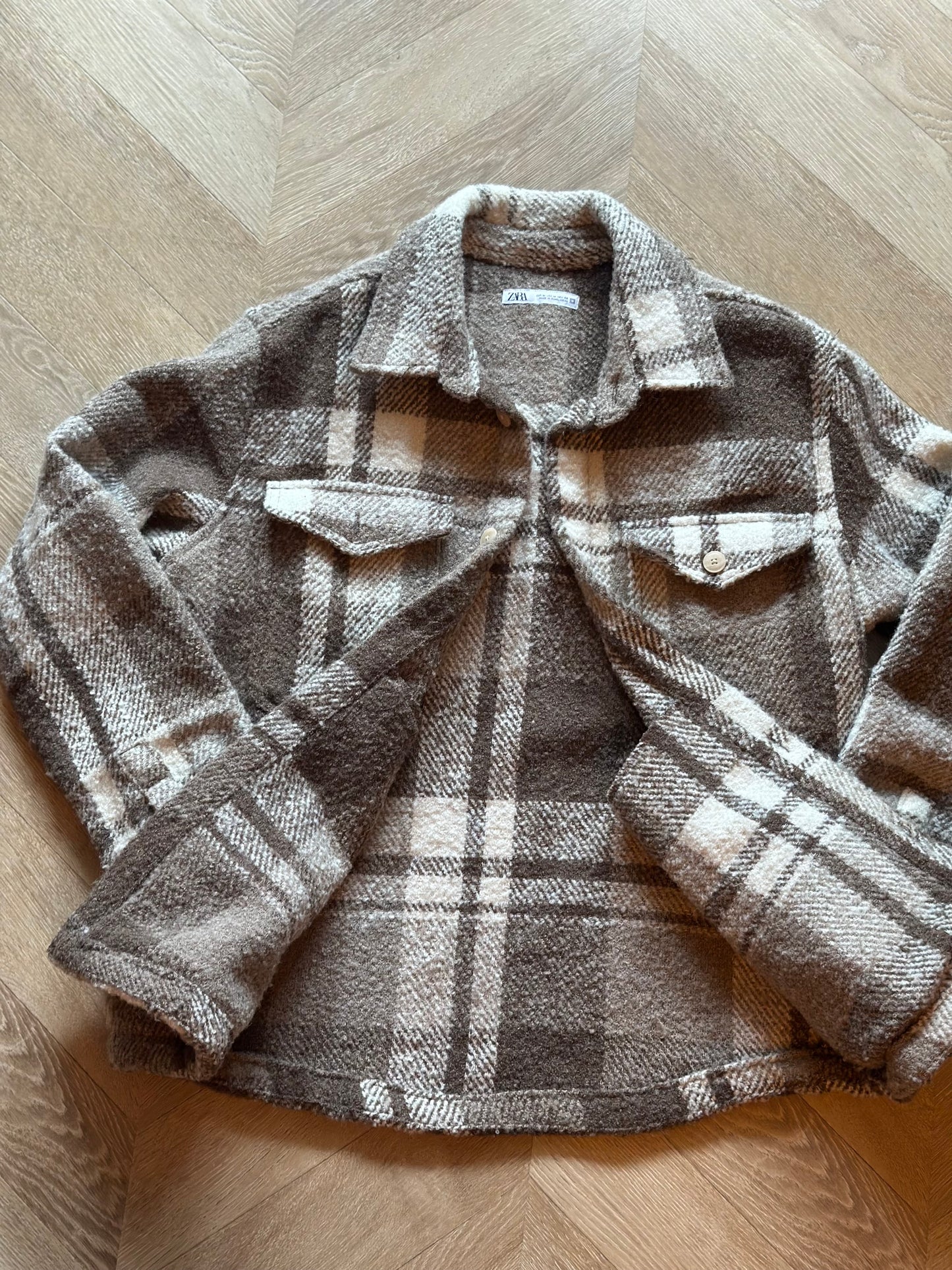 Veste surchemise à carreaux marron T.38